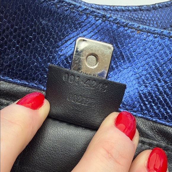Vintage Gucci Metallic Python Blue Shoulder Bag - Picture 14 of 15